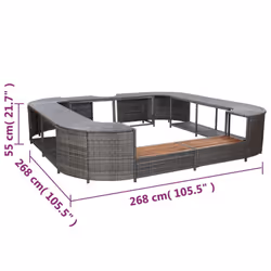 vidaXL Square Spa Surround Grey Poly Rattan Chic Outdoor Hot Tub Enclosures - Additional view 6
