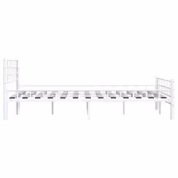 vidaXL Bed Frame White Metal 140x200cm Double Bedroom Slatted Base Furniture - Additional view 4