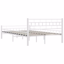 vidaXL Bed Frame White Metal 140x200cm Double Bedroom Slatted Base Furniture - Additional view 5