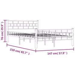 vidaXL Bed Frame White Metal 140x200cm Double Bedroom Slatted Base Furniture - Additional view 6