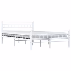 vidaXL Bed Frame White Metal 140x200cm Double Bedroom Slatted Base Furniture - Additional view 8