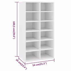 vidaXL Shoe Rack White Engineered Wood Hallway Entryway Shoe Organiser Cabinet - Additional view 4