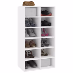 vidaXL Shoe Rack White Engineered Wood Hallway Entryway Shoe Organiser Cabinet - Additional view 7