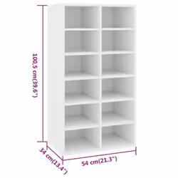 vidaXL Shoe Rack White Engineered Wood Hallway Entryway Shoe Organiser Cabinet - Additional view 8