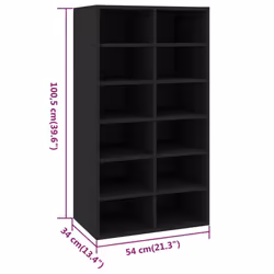 vidaXL Shoe Rack Black Engineered Wood Hallway Entryway Shoe Organiser Cabinet - Additional view 4