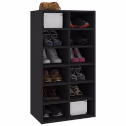 vidaXL Shoe Rack Black Engineered Wood Hallway Entryway Shoe Organiser Cabinet - Additional view 7