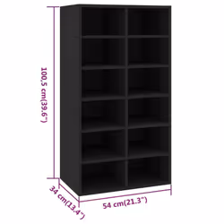 vidaXL Shoe Rack Black Engineered Wood Hallway Entryway Shoe Organiser Cabinet - Additional view 8