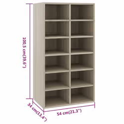 vidaXL Shoe Rack Sonoma Oak Engineered Wood Hallway Entryway Shoe Organiser - Additional view 4