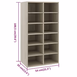 vidaXL Shoe Rack Sonoma Oak Engineered Wood Hallway Entryway Shoe Organiser - Additional view 8