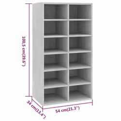 vidaXL Shoe Rack Concrete Grey Engineered Wood Hallway Entryway Shoe Organiser - Additional view 4