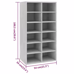 vidaXL Shoe Rack Concrete Grey Engineered Wood Hallway Entryway Shoe Organiser - Additional view 8