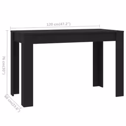 vidaXL Dining Table Black Engineered Wood Kitchen Dinner Dining Room Table - Additional view 4