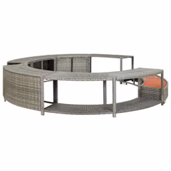 vidaXL Hot Tub Surround Grey Poly Rattan Outdoor Garden Relax Hot Tub Surround