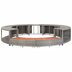 vidaXL Hot Tub Surround Grey Poly Rattan Outdoor Garden Relax Hot Tub Surround