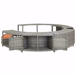 vidaXL Hot Tub Surround Grey Poly Rattan Outdoor Garden Relax Hot Tub Surround - Additional view 4