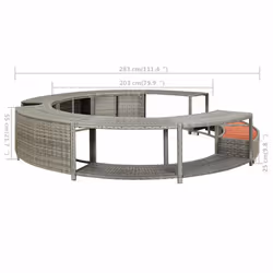 vidaXL Hot Tub Surround Grey Poly Rattan Outdoor Garden Relax Hot Tub Surround - Additional view 7