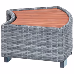 vidaXL Spa Step Grey Poly Rattan Weatherproof Hot Tub Step Spa Footstep Patio