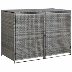 vidaXL Double Wheelie Bin Shed Poly Rattan Anthracite Garden Waste Bin Hinder - Additional view 10
