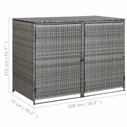 vidaXL Double Wheelie Bin Shed Poly Rattan Anthracite Garden Waste Bin Hinder - Additional view 11