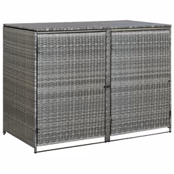 vidaXL Double Wheelie Bin Shed Poly Rattan Anthracite Garden Waste Bin Hinder - Additional view 3