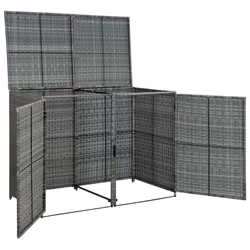 vidaXL Double Wheelie Bin Shed Poly Rattan Anthracite Garden Waste Bin Hinder - Additional view 5