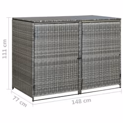 vidaXL Double Wheelie Bin Shed Poly Rattan Anthracite Garden Waste Bin Hinder - Additional view 8