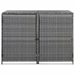 vidaXL Double Wheelie Bin Shed Poly Rattan Anthracite Garden Waste Bin Hinder - Additional view 9