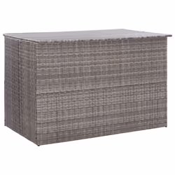 vidaXL Garden Storage Box Grey 150x100x100cm Poly Rattan Patio Outdoor Chest