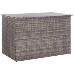 vidaXL Garden Storage Box Grey 150x100x100cm Poly Rattan Patio Outdoor Chest