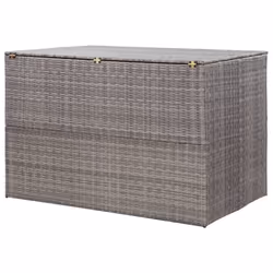 vidaXL Garden Storage Box Grey 150x100x100cm Poly Rattan Patio Outdoor Chest