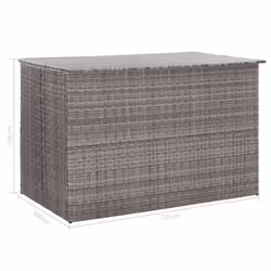 vidaXL Garden Storage Box Grey 150x100x100cm Poly Rattan Patio Outdoor Chest