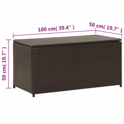 vidaXL Garden Storage Box Poly Rattan Brown 100cm Chest Blanket Box Bench - Additional view 8