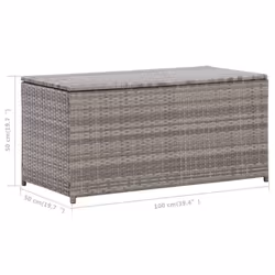 vidaXL Garden Storage Box Poly Rattan 100x50x50cm Grey Patio Storage Chest - Additional view 8