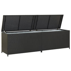 vidaXL Garden Storage Box Poly Rattan Black 200cm Chest Blanket Box Bench