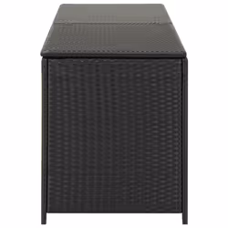 vidaXL Garden Storage Box Poly Rattan Black 200cm Chest Blanket Box Bench