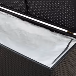 vidaXL Garden Storage Box Poly Rattan Black 200cm Chest Blanket Box Bench - Additional view 4