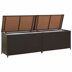 vidaXL Garden Utility Storage Box Bench Container Chest Shed Poly Rattan Brown