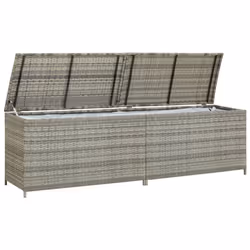 vidaXL Garden Utility Storage Box Bench Container Chest Shed Poly Rattan Grey