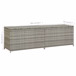 vidaXL Garden Utility Storage Box Bench Container Chest Shed Poly Rattan Grey