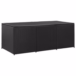 vidaXL Garden Utility Storage Box Bench Container Chest Shed Poly Rattan Black