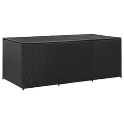vidaXL Garden Utility Storage Box Bench Container Chest Shed Poly Rattan Black
