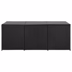 vidaXL Garden Utility Storage Box Bench Container Chest Shed Poly Rattan Black