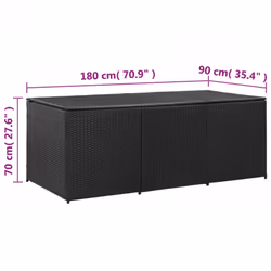 vidaXL Garden Utility Storage Box Bench Container Chest Shed Poly Rattan Black