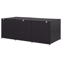 vidaXL Garden Utility Storage Box Bench Container Chest Shed Poly Rattan Black - Additional view 4