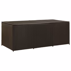 vidaXL Garden Storage Box Poly Rattan 180cm Brown Outdoor Garden Patio Bench
