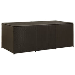 vidaXL Garden Storage Box Poly Rattan 180cm Brown Outdoor Garden Patio Bench