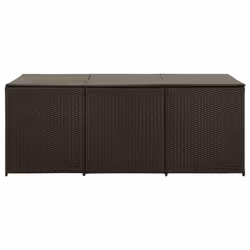 vidaXL Garden Storage Box Poly Rattan 180cm Brown Outdoor Garden Patio Bench