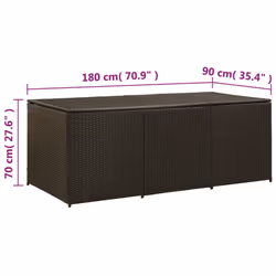vidaXL Garden Storage Box Poly Rattan 180cm Brown Outdoor Garden Patio Bench