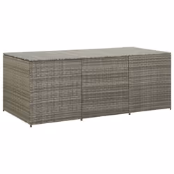 vidaXL Garden Storage Box Poly Rattan Grey Outdoor Garden Cushion Boxes Bench