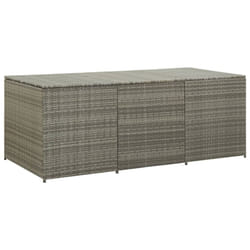 vidaXL Garden Storage Box Poly Rattan Grey Outdoor Garden Cushion Boxes Bench